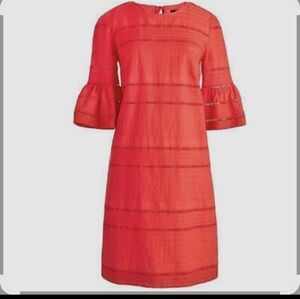 J. Crew Vibrant Red Textured Dress,100%cotton,sz 10.